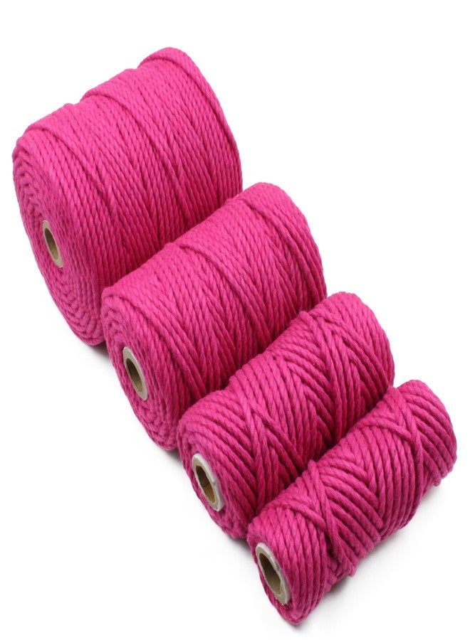 Bobbiny | 3 Ply Twisted Macrame Cotton Cord Dori (Roll Packaging) Thread for Macrame DIY and Other Projects | Pink | 4mm,20 Meter - Image 2
